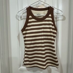 Chic Brown and Cream Striped Tank Top